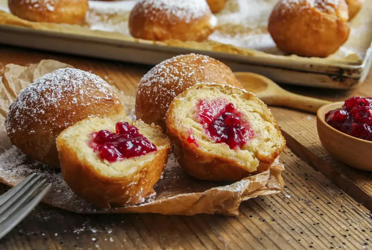 Zuckrige Berliner, gef&uuml;llt mit Marmelade, ein k&ouml;stliches berliner rezept. Ein Genuss f&uuml;r jeden Tag!