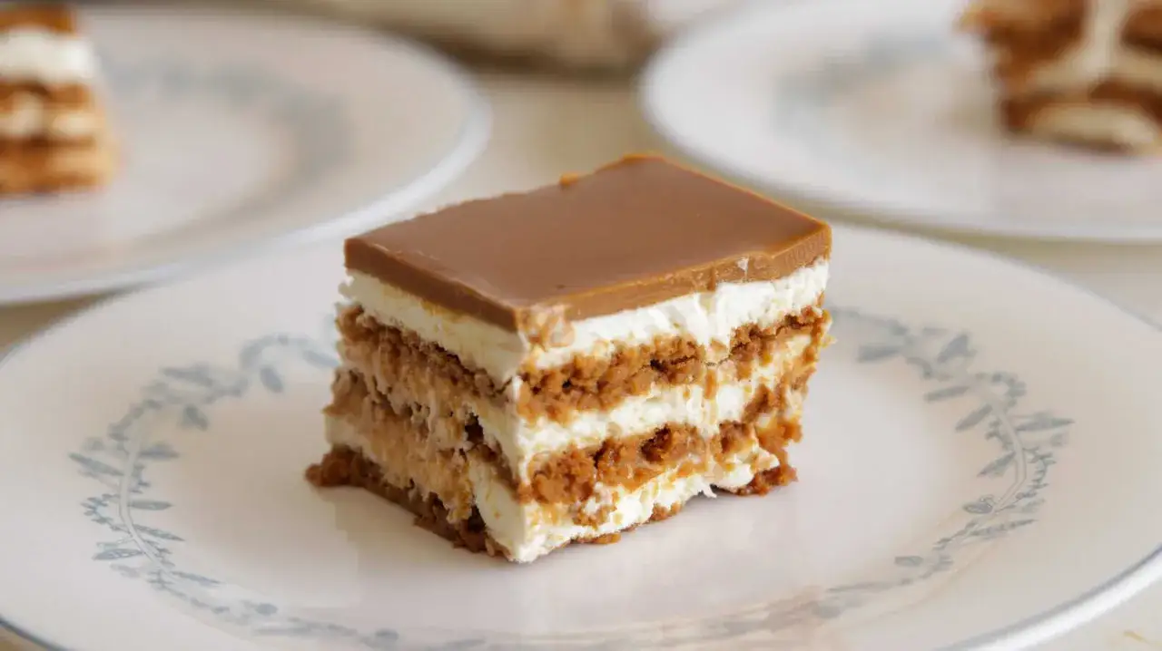 Schicht f&uuml;r Schicht ein Genuss: Dieses Lotus-Dessert mit cremiger F&uuml;llung und karamelligem Topping ist ein Traum.