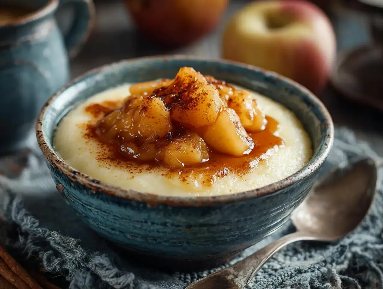 Ein k&ouml;stlicher Grie&szlig;brei mit karamellisierten &Auml;pfeln und Zimt. Ein einfaches Grie&szlig;brei Rezept f&uuml;r gem&uuml;tliche Momente.